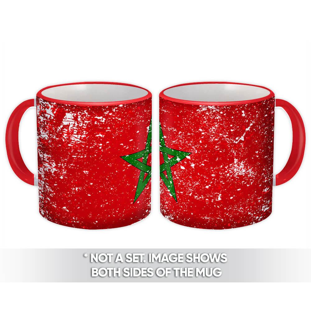 Gift Mug : Morocco Flag Retro Artistic Moroccan Expat Country