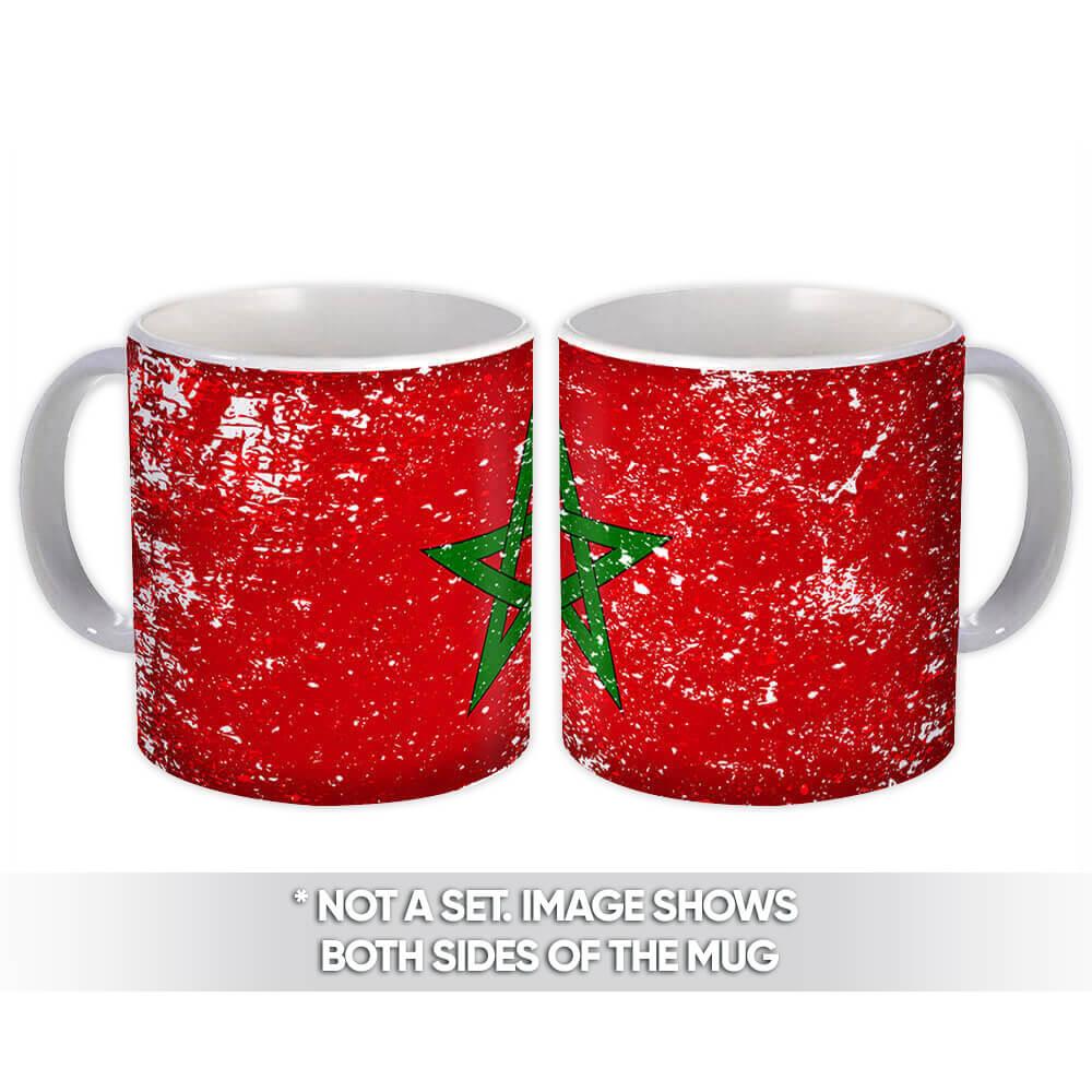 Gift Mug : Morocco Flag Retro Artistic Moroccan Expat Country