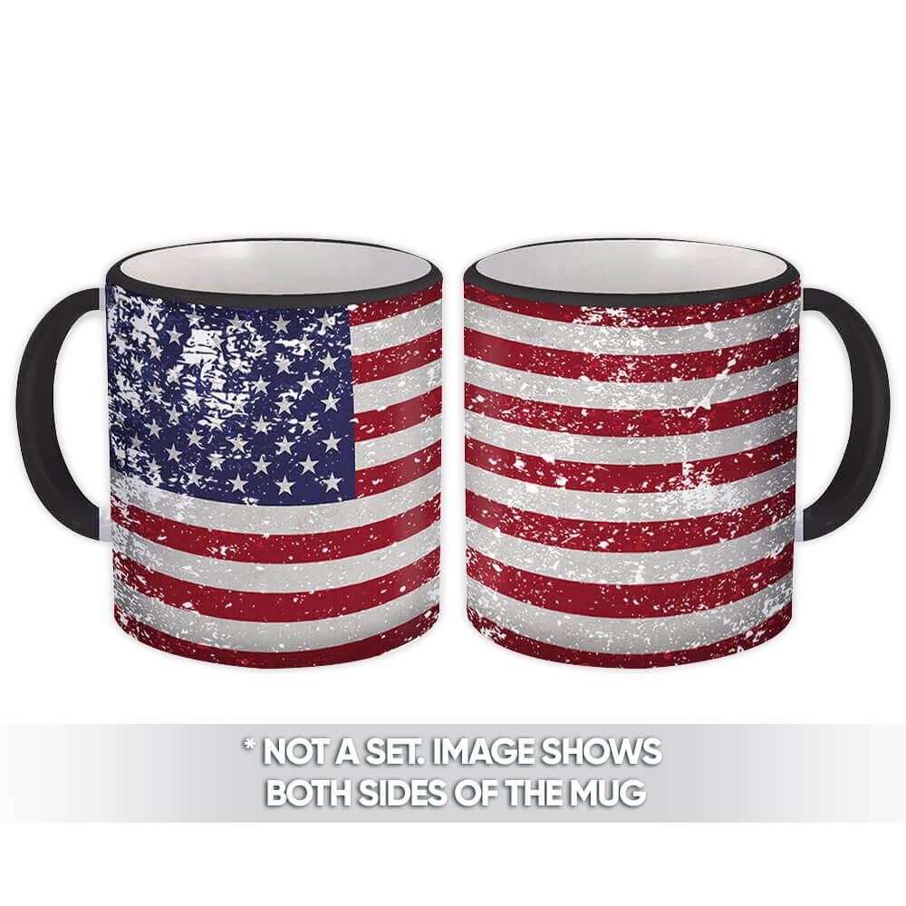 Gift Mug : United States Flag Retro Artistic Expat Country