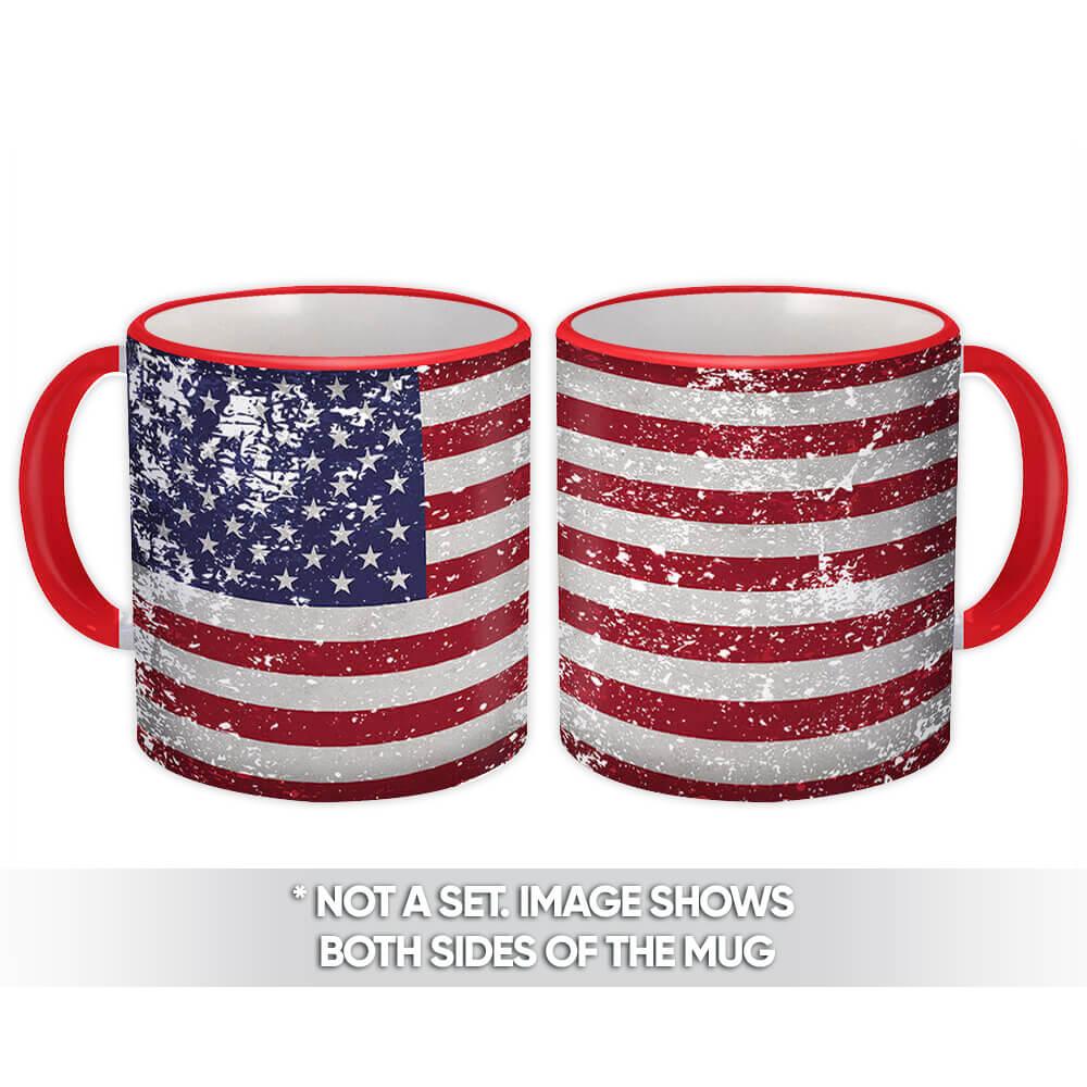 Gift Mug : United States Flag Retro Artistic Expat Country