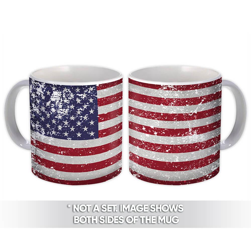 Gift Mug : United States Flag Retro Artistic Expat Country