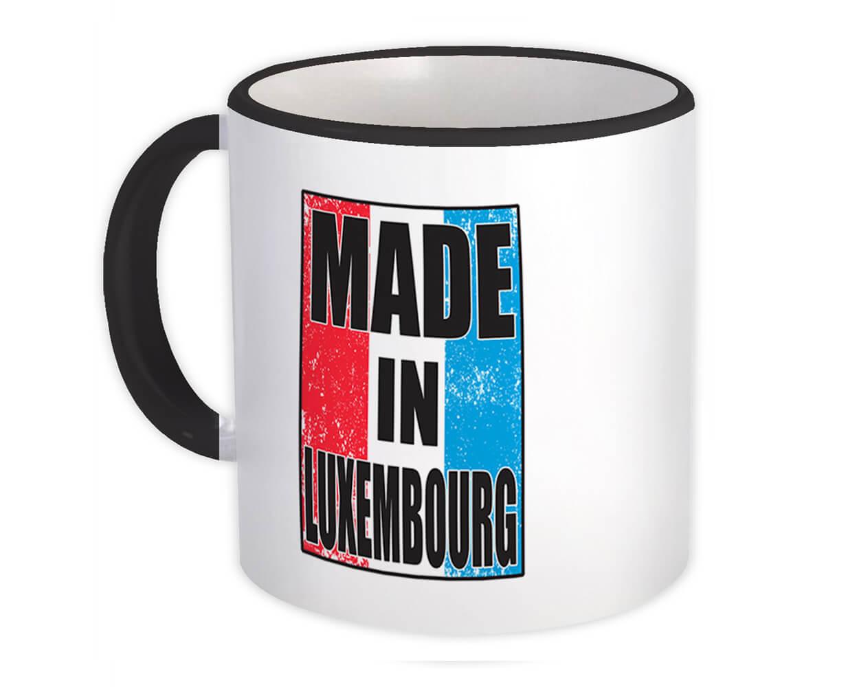 Gift Mug : Made In Luxembourg Flag Retro Artistic Luxembourger Expat Country