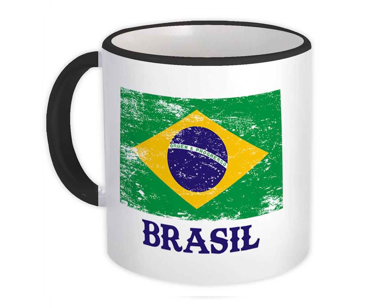 Gift Mug : Brazil Distressed Flag Patriotic Brazilian Expat Country