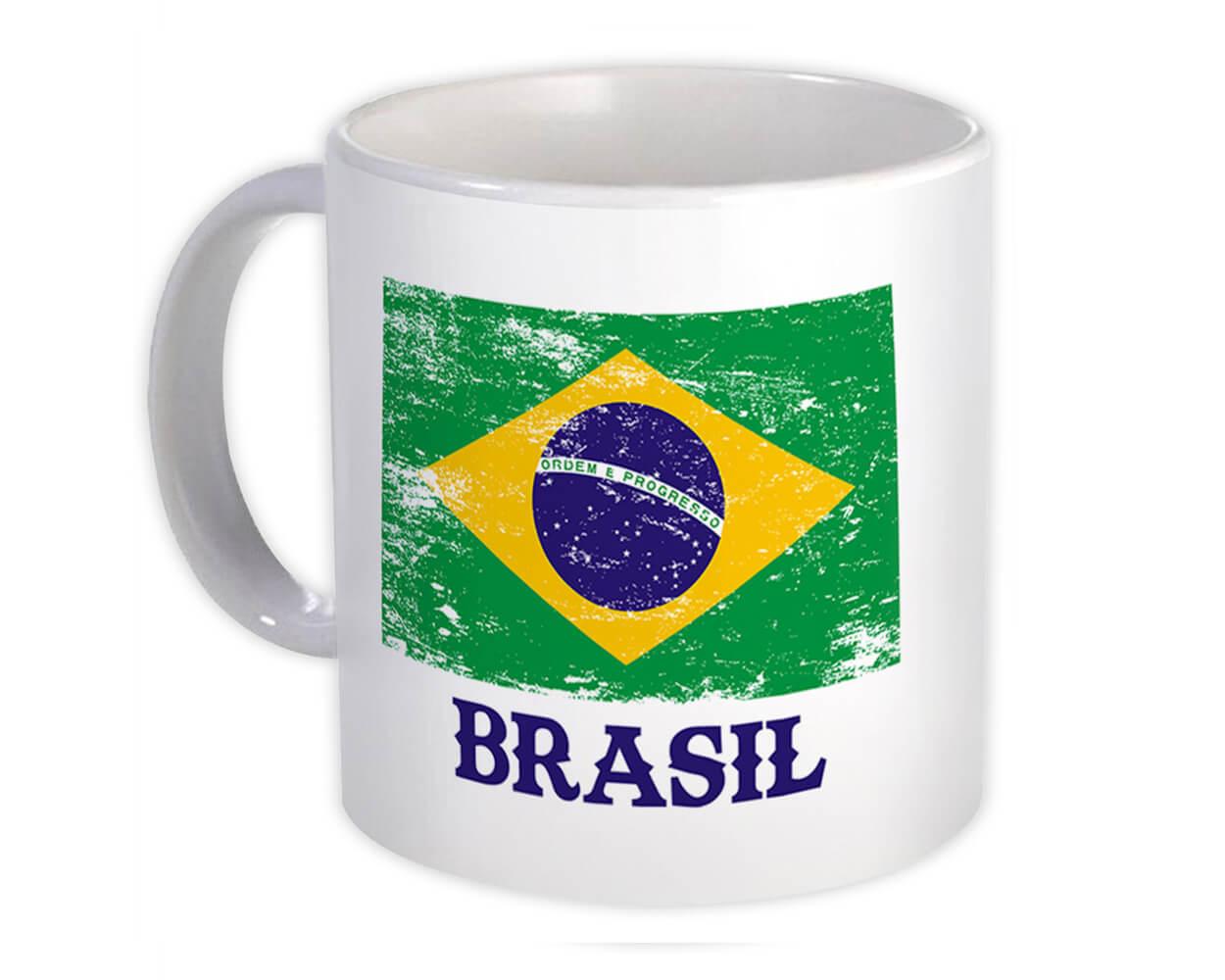 Gift Mug : Brazil Distressed Flag Patriotic Brazilian Expat Country