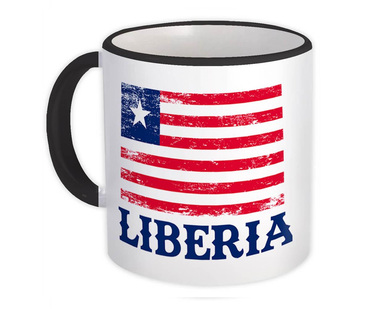 Gift Mug : Liberia Distressed Flag Patriotic Liberian Expat Country