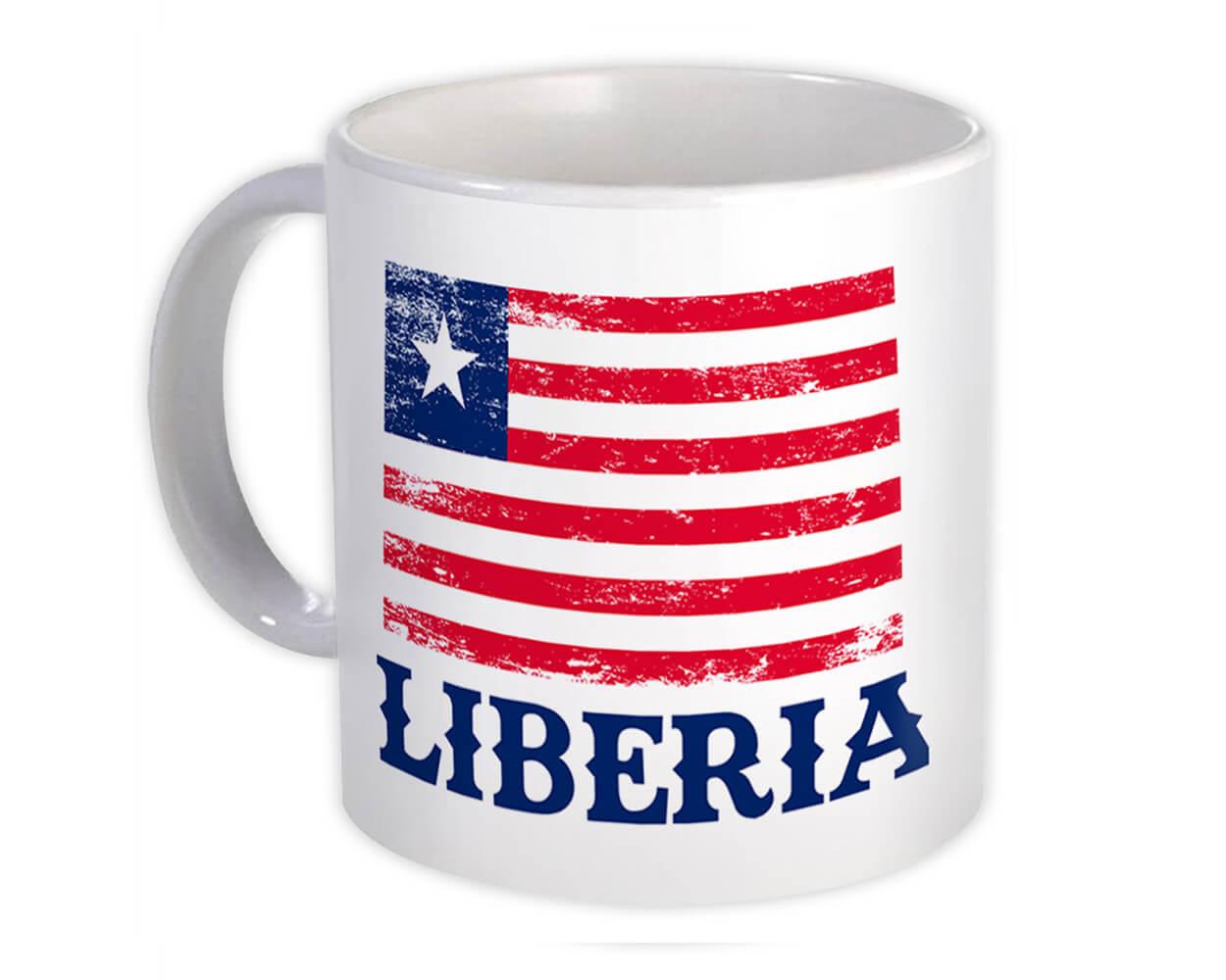 Gift Mug : Liberia Distressed Flag Patriotic Liberian Expat Country