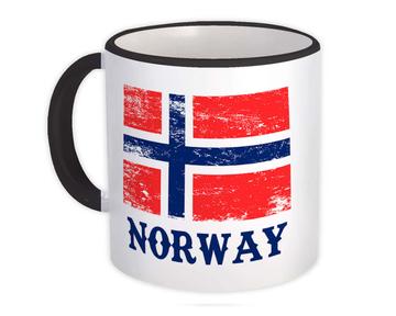 Norway : Gift Mug Distressed Flag Patriotic Norwegian Expat Country