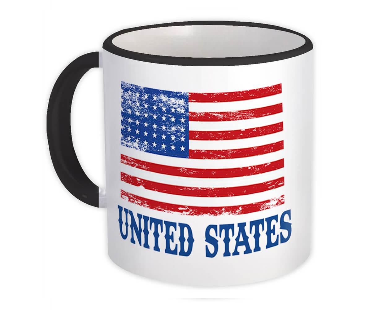 Gift Mug : United States Distressed Flag Patriotic Expat Country