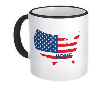 USA Home Map Flag : Gift Mug Americana United States American Country