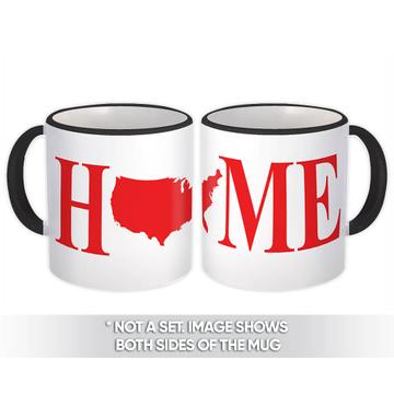 USA Home Map : Gift Mug Americana United States American Silhouette Country