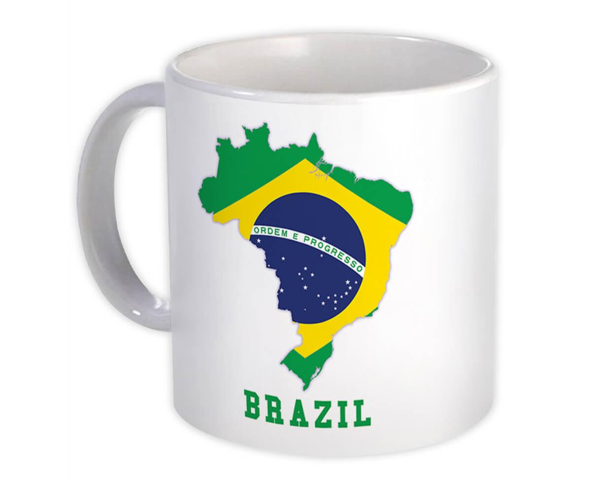 Gift Mug : Brazil Map Flag Brazilian Brasil Country Pride