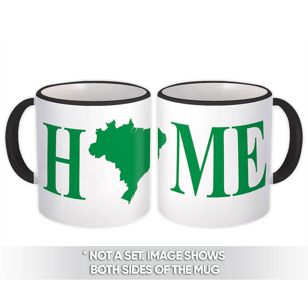 Gift Mug : Brazil Home Map Brazilian Brasil Pride Flag Silhouette Country