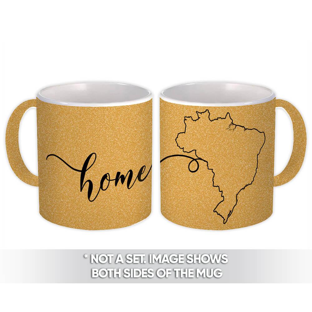 Gift Mug : Brazil Home Map Brazilian Brasil Pride Flag Outline Country