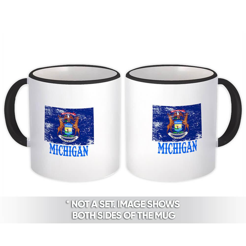 Gift Mug : Michigan Flag Distressed Souvenir State USA Christmas Coworker