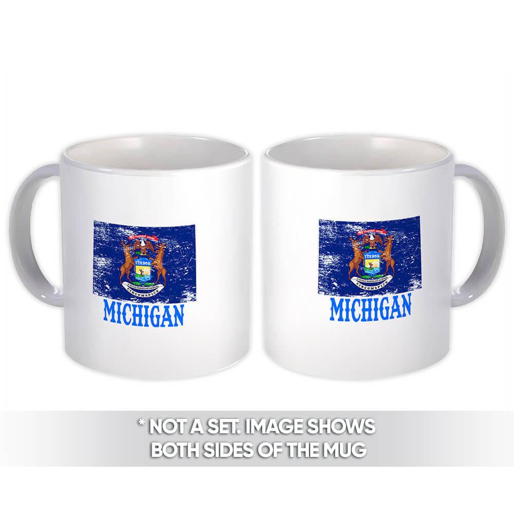 Gift Mug : Michigan Flag Distressed Souvenir State USA Christmas Coworker