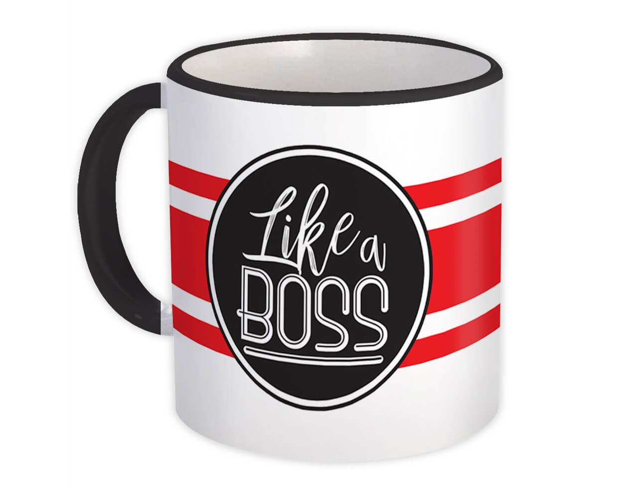 Gift Mug : Like a Boss Red Stripes Office Coworker Unisex