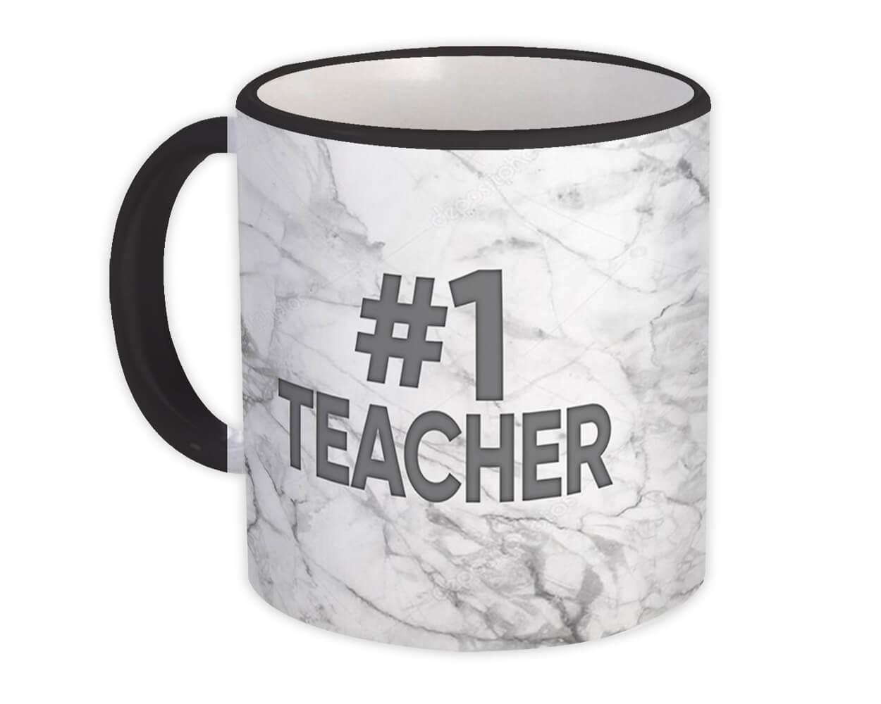 Gift Mug : Number One Teacher 1 Professor Marble Appreciation