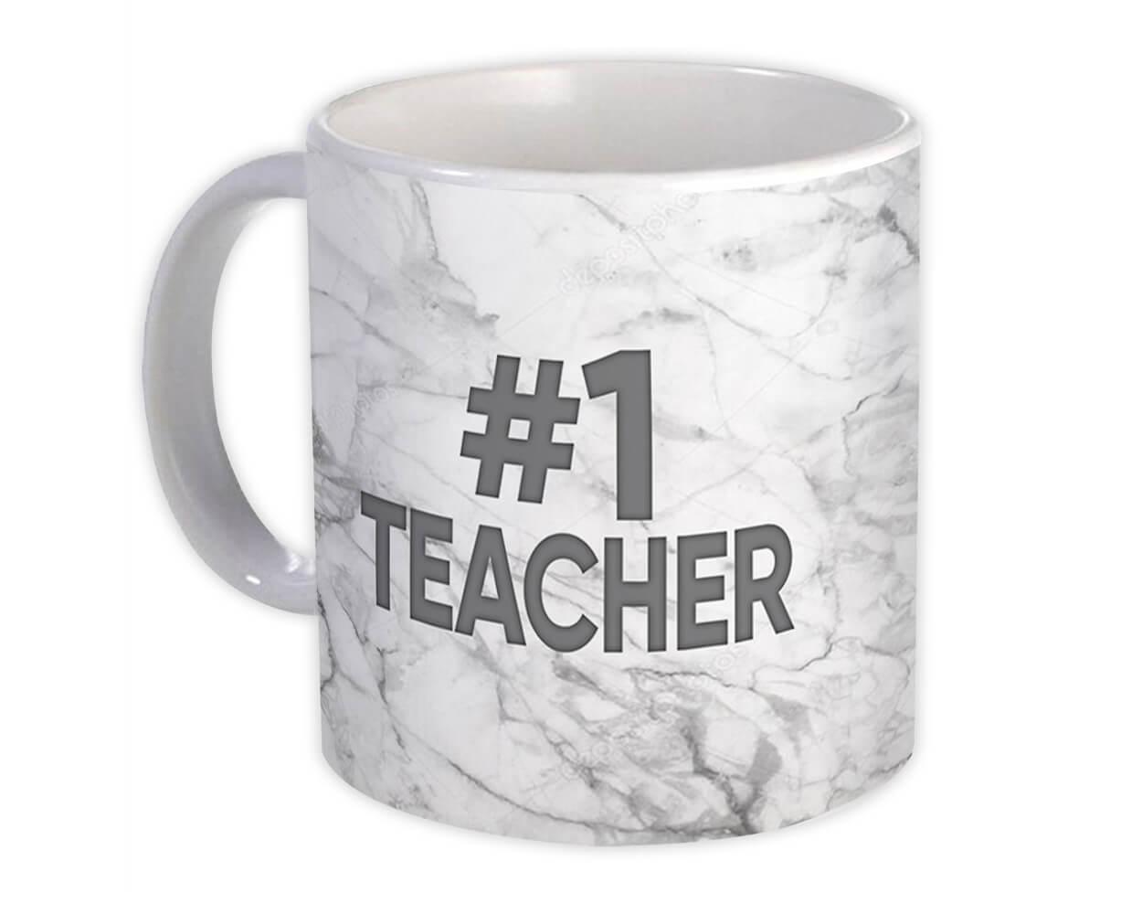 Gift Mug : Number One Teacher 1 Professor Marble Appreciation