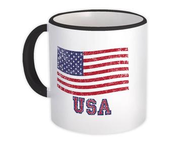USA Distressed : Gift Mug Flag Americana United States Patriotic American