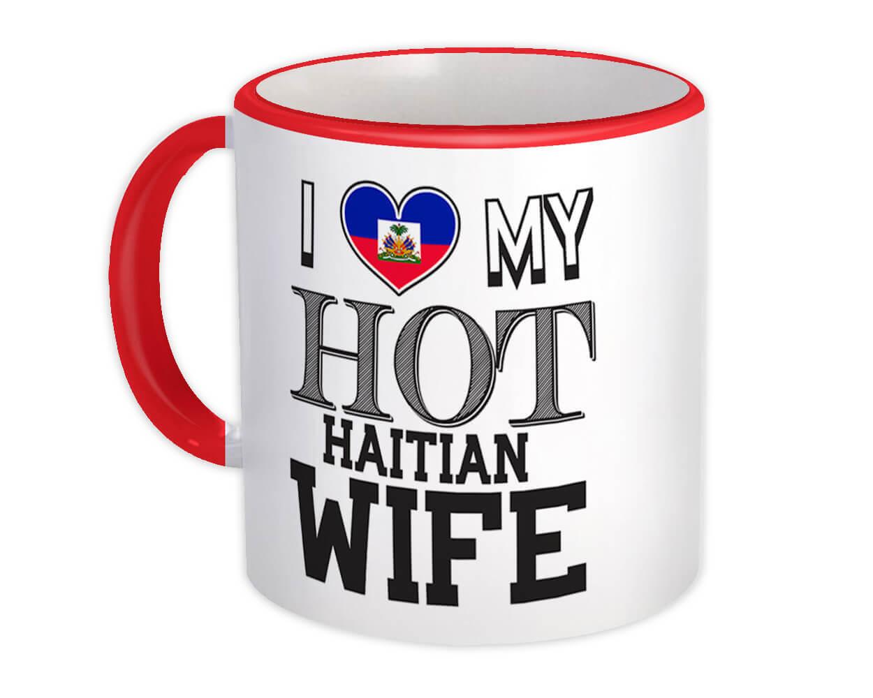 I Love My Hot Haitian Husband Gift Mug Haiti Flag Country Valentines Day 