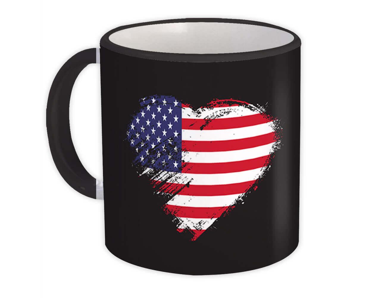 Gift Mug : American Heart United States Country Expat Flag