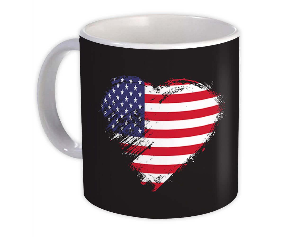 Gift Mug : American Heart United States Country Expat Flag