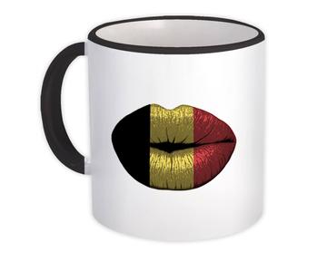 Lips Belgian Flag : Gift Mug Belgium Expat Country For Her Women Feminine Lipstick Sexy
