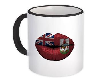 Lips Bermudian Flag : Gift Mug Bermuda Expat Country For Her Women Feminine Lipstick Sexy