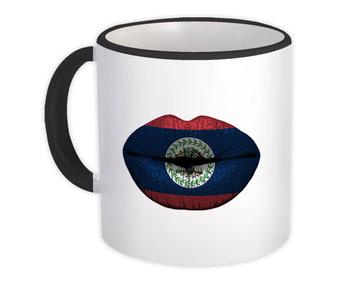 Lips Belizean Flag : Gift Mug Belize Expat Country For Her Woman Feminine Lipstick Souvenir