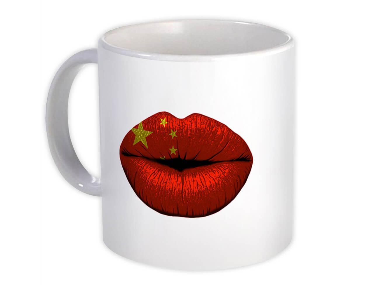 Gift Mug : Lips Chinese Flag China Expat Country For Her Woman Feminine Women