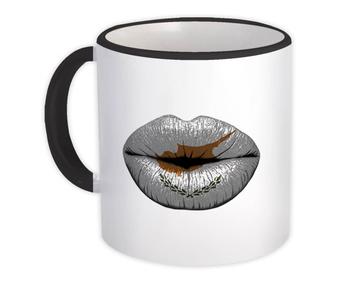 Lips Cypriot Flag : Gift Mug Cyprus Expat Country For Her Woman Feminine Lipstick Souvenir