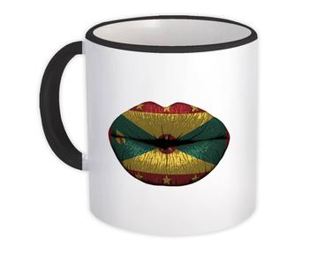 Lips Grenadian Flag : Gift Mug Grenada Expat Country For Her Woman Feminine Sexy Souvenir