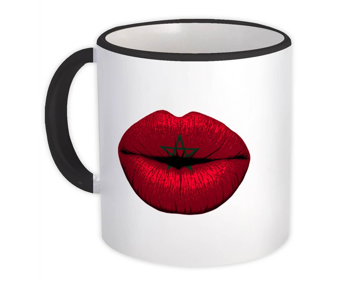 Gift Mug : Lips Moroccan Flag Morocco Expat Country For Her Woman Feminine Women