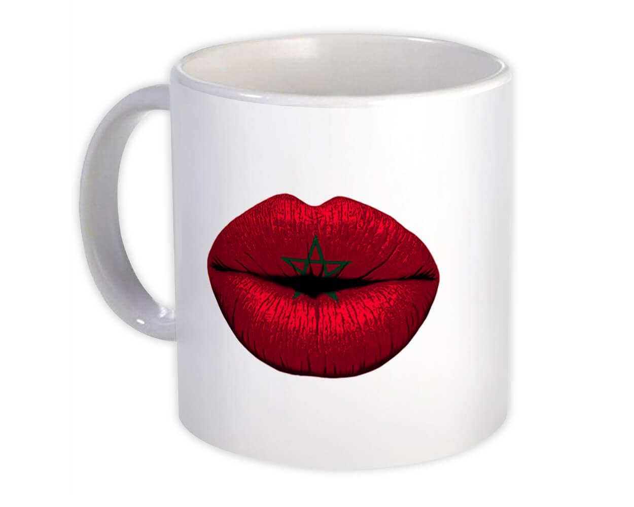 Gift Mug : Lips Moroccan Flag Morocco Expat Country For Her Woman Feminine Women