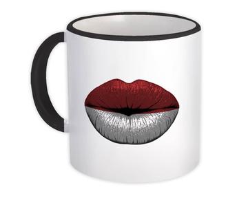 Lips Monegasque Flag : Gift Mug Monaco Expat Country For Her Woman Feminine Sexy Souvenir