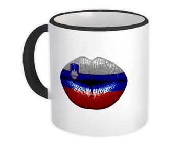 Lips Slovenian Flag : Gift Mug Slovenia Expat Country