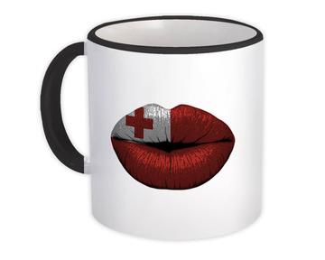 Lips Tongan Flag : Gift Mug Tonga Expat Country For Her Woman Feminine Lipstick Sexy