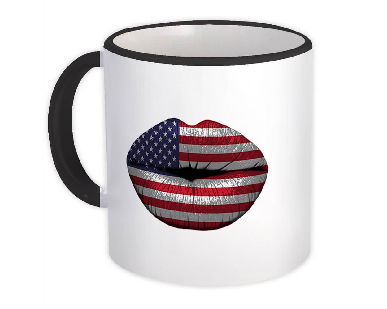 Gift Mug : Lips American Flag United States Expat Country