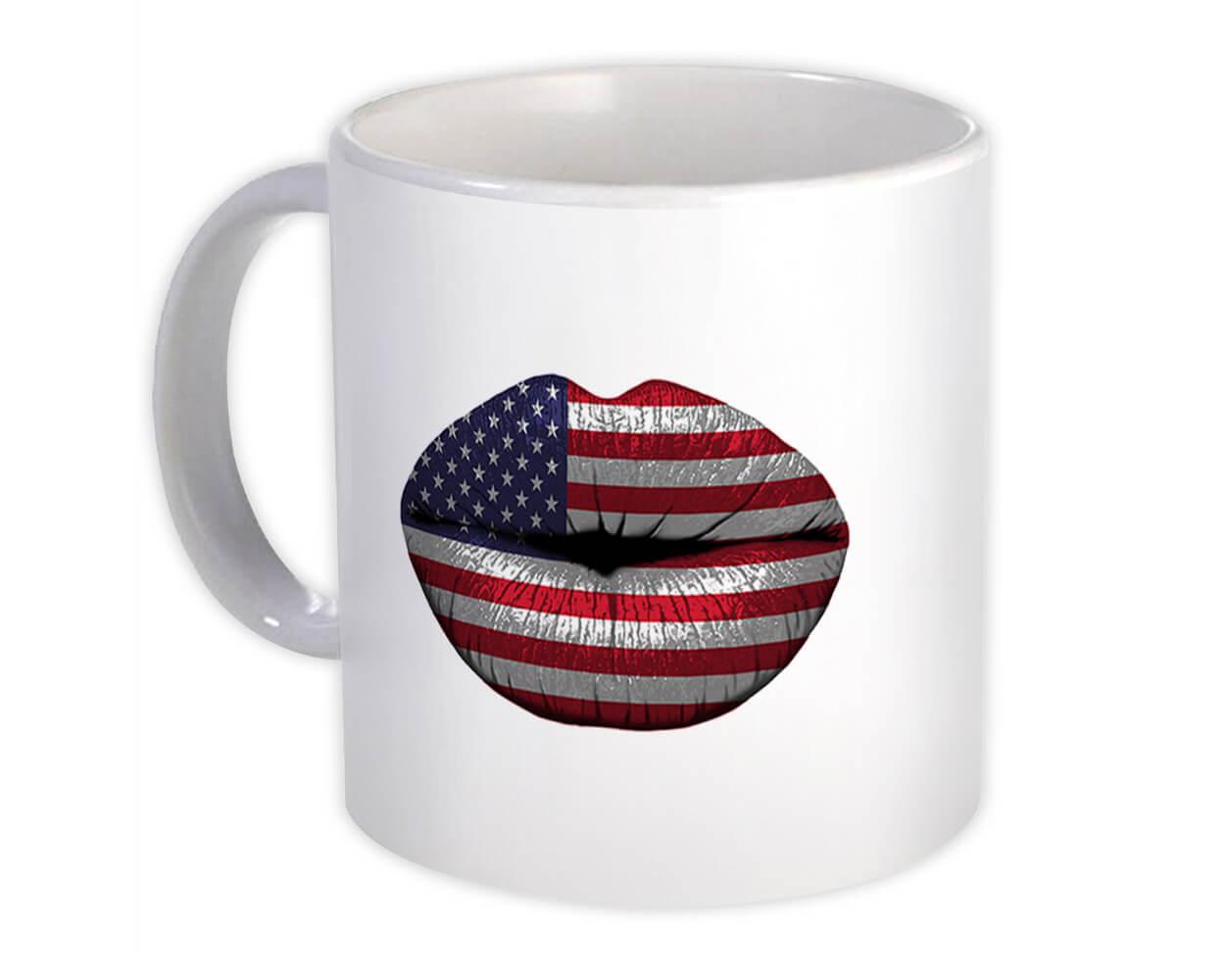 Gift Mug : Lips American Flag United States Expat Country