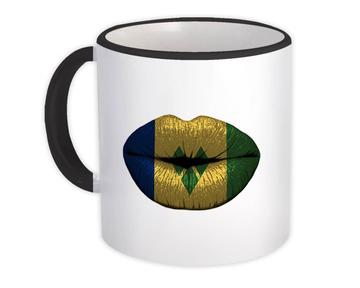 Lips Saint Vincent And The Grenadines Flag : Gift Mug Expat Country For Her Woman Lipstick