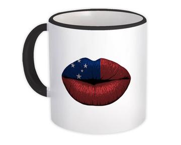Lips Samoa Flag : Gift Mug Expat Country For Her Woman Women Feminine Lipstick Sexy
