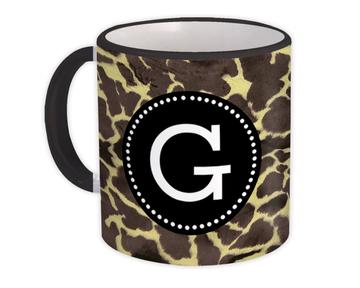 Monogram Letter G : Gift Mug Giraffe Letter Initial ABC Animal Print