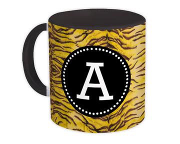 Monogram Letter A : Gift Mug Tiger Initial ABC Animal Print Black CG7115A
