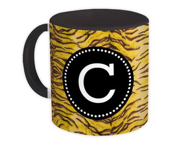 Monogram Letter C : Gift Mug Tiger Initial ABC Animal Print Black CG7115C
