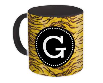 Monogram Letter G : Gift Mug Tiger Initial ABC Animal Print Black CG7115G
