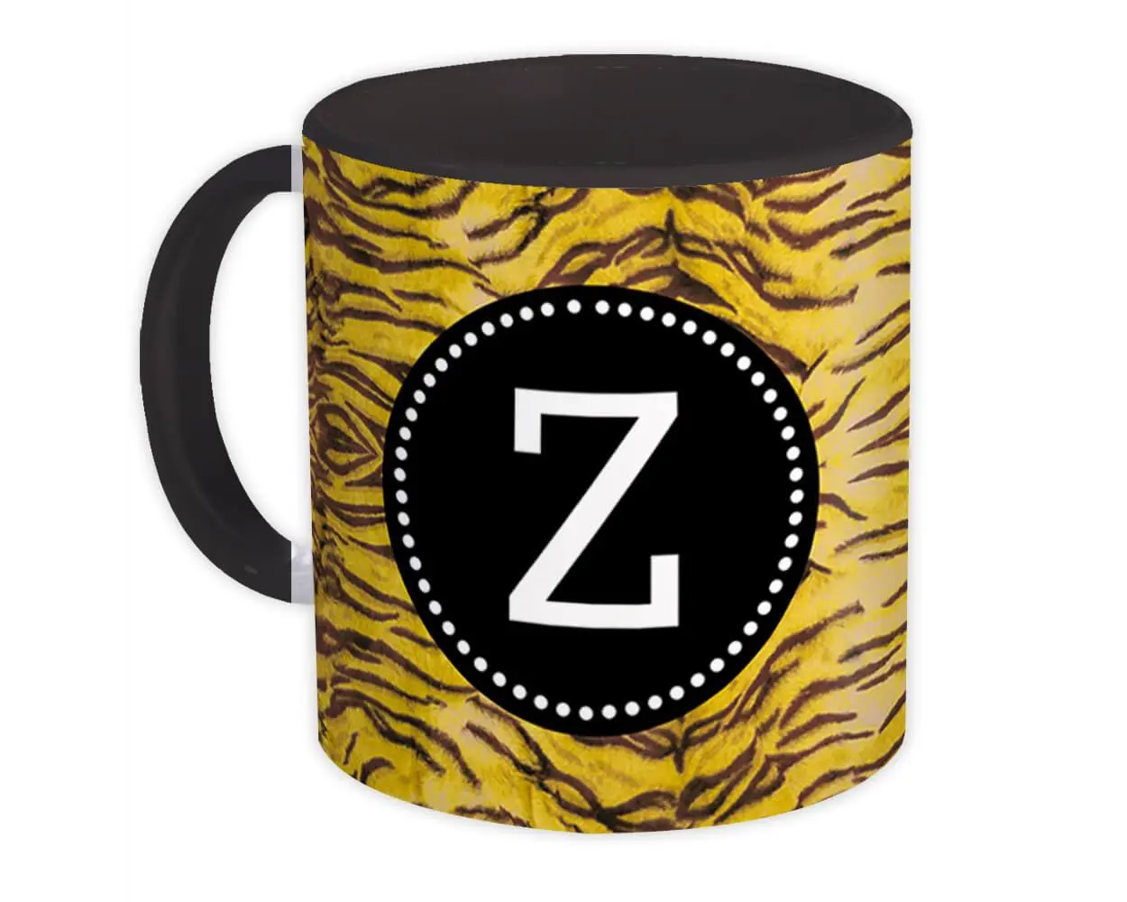 Monogram Letter Z : Gift Mug Tiger Initial ABC Animal Print Black CG7115Z