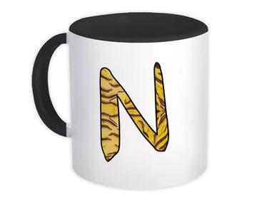 Monogram Letter N : Gift Mug Tiger Initial ABC Animal Print CG7116N