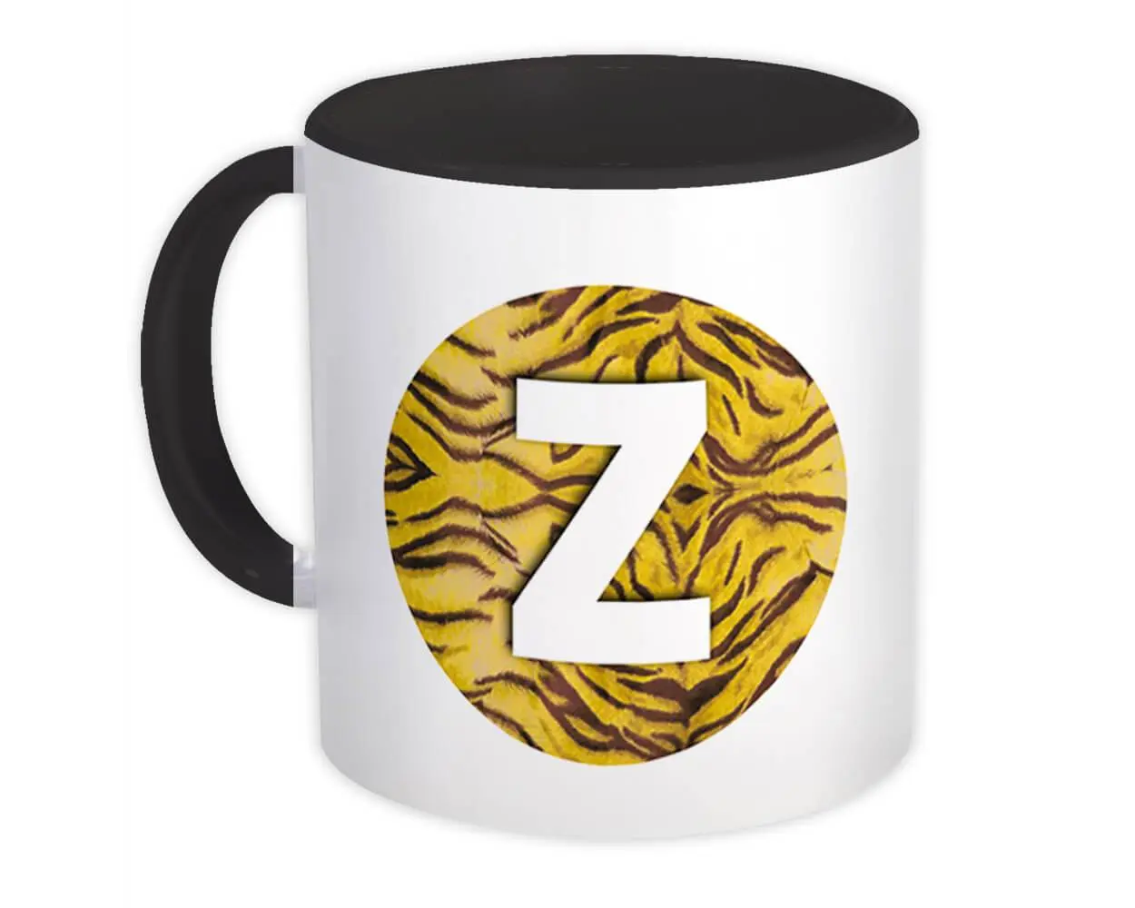 Monogram Letter Z : Gift Mug Tiger Initial ABC Alphabet Animal Circle CG7120Z