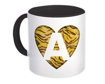 Monogram Letter A : Gift Mug Tiger Initial ABC Alphabet Animal Heart CG7121A