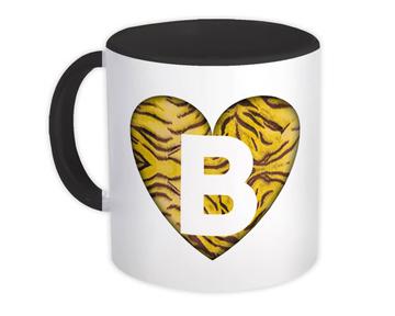 Monogram Letter B : Gift Mug Tiger Initial ABC Alphabet Animal Heart CG7121B